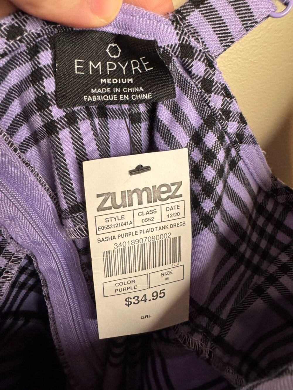 Empyre Black & Purple Plaid Sleeveless Dress Size M - Picture 3 of 8